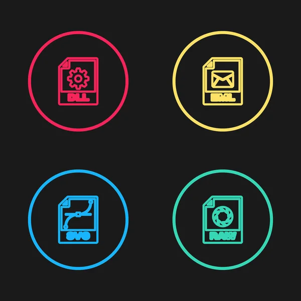 Définissez Document Fichier Svg Icône Raw Eml Dll Vecteur — Image vectorielle