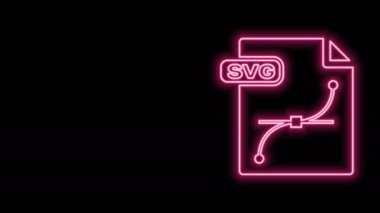 Parlayan neon hattı SVG dosya belgesi. Siyah arkaplanda svg düğmesi simgesi indir. SVG dosya simgesi. 4K Video hareketli grafik canlandırması