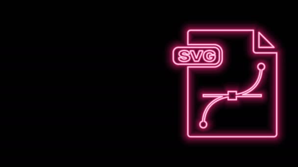 Documento di file SVG linea neon incandescente. Scarica svg icona pulsante isolato su sfondo nero. Simbolo del file SVG. Animazione grafica 4K Video motion — Video Stock