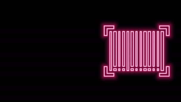 Świecąca neonowa ikona kodu kreskowego odizolowana na czarnym tle. 4K Animacja graficzna ruchu wideo — Wideo stockowe