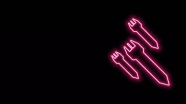 Parlayan neon çizgisi simgesi siyah arkaplanda izole edildi. 4K Video hareketli grafik canlandırması