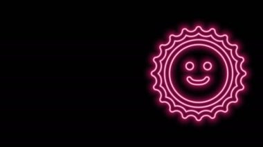 Parlayan neon çizgi simgesi siyah arkaplanda izole edildi. 4K Video hareketli grafik canlandırması