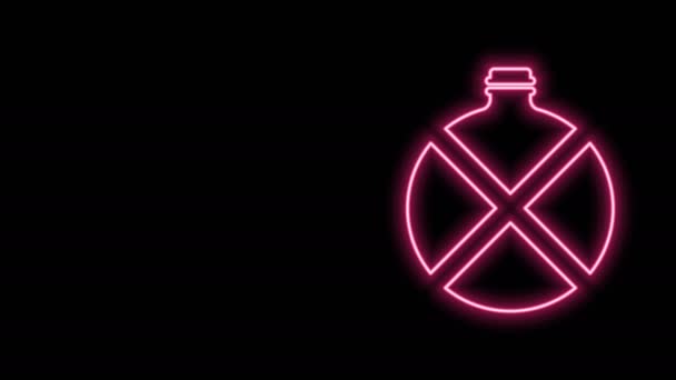 Glowing neon line Canteen water bottle icon isolated on black background. Ikon labu turis. Guci penggunaan air dalam kampanye. Animasi grafis gerak Video 4K — Stok Video