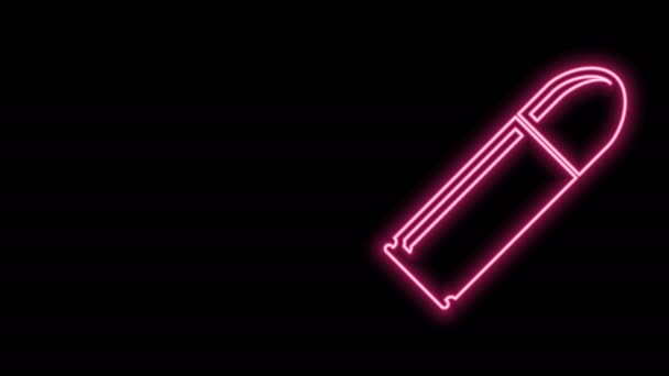 Zářící neonová čára Ikona odrážky izolovaná na černém pozadí. Grafická animace pohybu videa 4K — Stock video