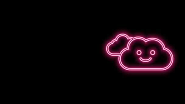 Linea neon luminosa Icona Cloud isolata su sfondo nero. Animazione grafica 4K Video motion — Video Stock
