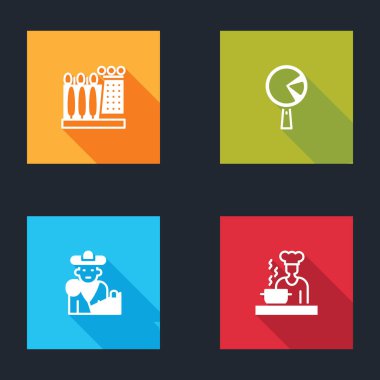 Dali müzesi, tavada omlet, boğa güreşi, matador ve İspanyol aşçı ikonu. Vektör.