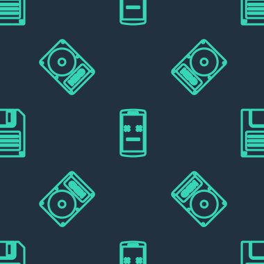 Hattı ölü mobil, sabit disk sürücüsü HDD ve disketi sorunsuz bir şekilde ayarla. Vektör.