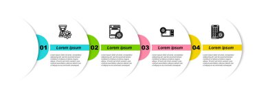 Hat ayarları, fırın, mikrodalga fırın ve mobil uygulamalar. Ticari bilgi şablonu. Vektör.