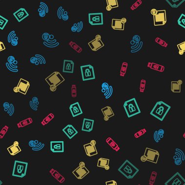 Wifi satırı kilitlendi, Belge ve USB flash diski kusursuz desenli. Vektör.