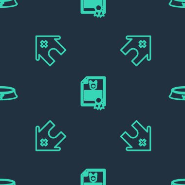 Köpek ya da kedi sertifikası, veteriner tıp hastanesi ve evcil hayvan kasesi için kusursuz bir şablon hazırlayın. Vektör.