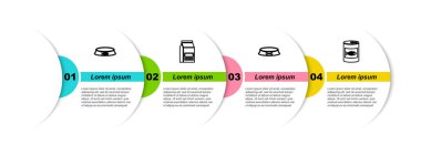 Evcil hayvan kasesi, Poşet of, ve kedi konservesi. Ticari bilgi şablonu. Vektör.