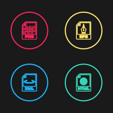 Satır XML dosya belgesi, HTML, EPS ve PNG simgesini ayarla. Vektör.