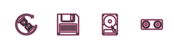Hdd Disket Sürücüsü Disket Stereo Hoparlör Simgesini Ayarla Vektör — Stok Vektör