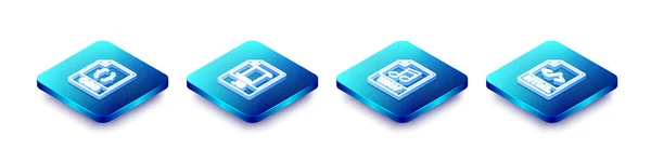 Установите Isometric Line Css File Document Wav Html Icon Вектор — стоковый вектор