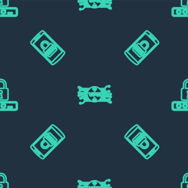 Hat VPN 'i mikroçip devresi, mobil, şifre ve parola korumalı kusursuz desene ayarlayın. Vektör.