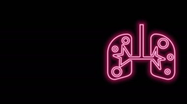 Parlayan neon hattı simgesi siyah arkaplanda izole edildi. 4K Video hareketli grafik canlandırması