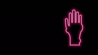 Siyah arka planda izole edilmiş sedef veya egzama ikonu olan parlak neon çizgisi. Alerjene veya kronik vücut sorununa karşı insan derisi tepkisi kavramı. 4K Video hareketli grafik canlandırması