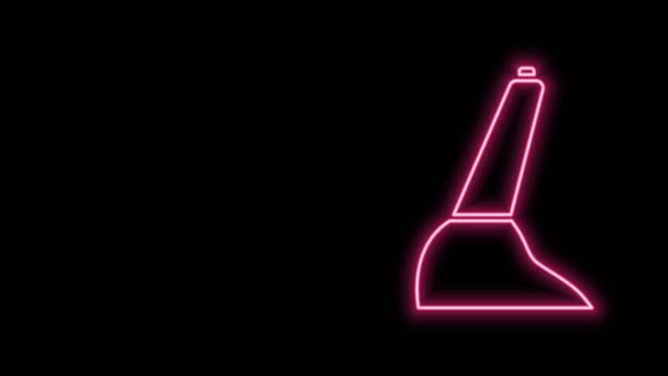 Gloeiende neon lijn Auto handrem pictogram geïsoleerd op zwarte achtergrond. Parkeerremhendel. 4K Video motion grafische animatie — Stockvideo