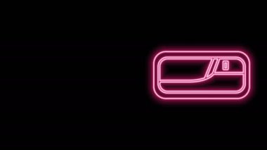Parlayan neon hattı araba kapı kolu simgesi siyah arka planda izole edildi. 4K Video hareketli grafik canlandırması
