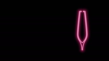 Parlak neon çizgili cımbız simgesi siyah arkaplanda izole edilmiş. Saçlar için kozmetik cımbız. 4K Video hareketli grafik canlandırması