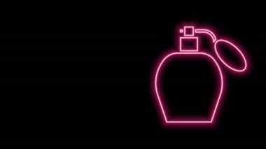 Parlayan neon hattı Parfüm ikonu siyah arkaplanda izole edildi. 4K Video hareketli grafik canlandırması