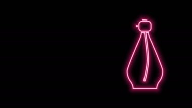 Parlayan neon hattı Parfüm ikonu siyah arkaplanda izole edildi. 4K Video hareketli grafik canlandırması