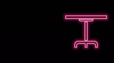Parlayan neon çizgisi yuvarlak masa simgesi siyah arkaplanda izole edildi. 4K Video hareketli grafik canlandırması