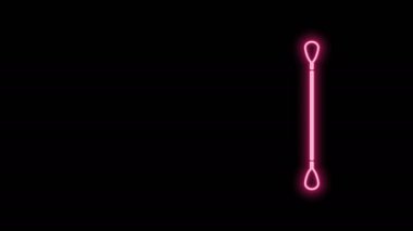 Siyah arkaplanda izole edilmiş kulak simgesi için parlayan neon hattı pamuk çubuğu. 4K Video hareketli grafik canlandırması