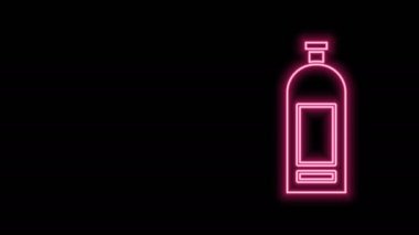 Siyah arkaplanda parlayan neon hattı şampuan ikonu. 4K Video hareketli grafik canlandırması