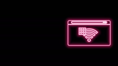 Parlayan neon hattı Siyah arkaplanda internet bağlantısı simgesi yok. Kablosuz ağ ya da uzaktan internet erişimi için işaret yok. 4K Video hareketli grafik canlandırması