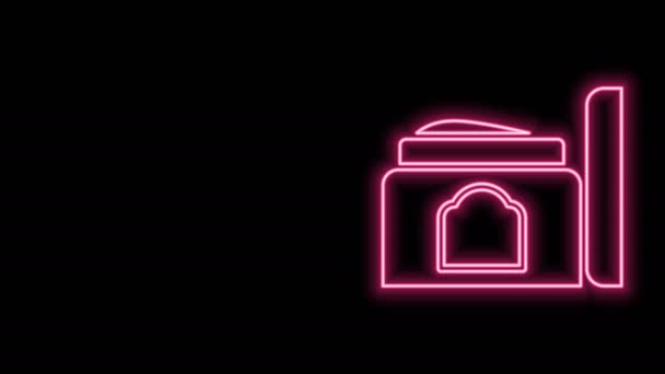 Žhnoucí neonová linka Krém nebo krém kosmetické trubice ikona izolované na černém pozadí. Výrobky pro péči o tělo pro muže. Grafická animace pohybu videa 4K — Stock video