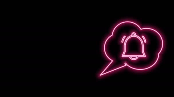 Świecąca neonowa bańka Mowa z ikoną powiadomienia czatu na czarnym tle. Nowa wiadomość, dialog, czat, powiadomienie w serwisie społecznościowym. 4K Animacja graficzna ruchu wideo — Wideo stockowe