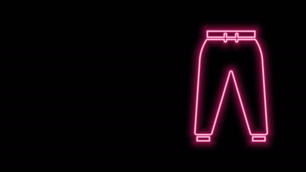 Gloeiende neon lijn Sport broek pictogram geïsoleerd op zwarte achtergrond. 4K Video motion grafische animatie — Stockvideo