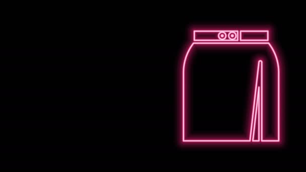 Ligne lumineuse néon Jupe icône isolée sur fond noir. Animation graphique de mouvement vidéo 4K — Video