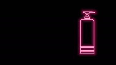 Parlayan neon çizgisi kremi ya da losyon kozmetik tüp ikonu siyah arkaplanda izole edilmiş. Erkekler için vücut bakım ürünleri. 4K Video hareketli grafik canlandırması