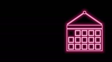 Parlayan neon çizgisi takvim simgesi siyah arkaplanda izole edildi. Olay hatırlatma sembolü. 4K Video hareketli grafik canlandırması