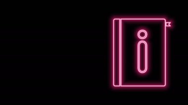 Parlayan neon hattı Kullanıcı elle simgesi siyah arkaplanda izole edildi. Kullanıcı rehberi kitabı. Talimat işareti. Kullanmadan önce oku. 4K Video hareketli grafik canlandırması