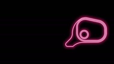 Parlak neon çizgili araba aynası ikonu siyah arkaplanda izole edildi. 4K Video hareketli grafik canlandırması