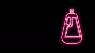 Parlak neon hattı. Plastik şişe. Sıvı çamaşır deterjanı, çamaşır suyu, bulaşık deterjanı. 4K Video hareketli grafik canlandırması