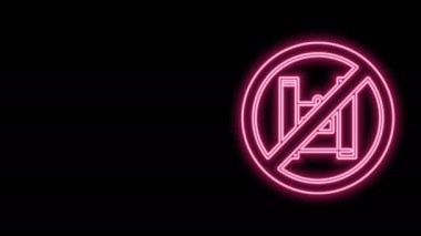 Parlayan neon hattı siyah arkaplanda izole edilmiş plastik poşet poster ikonuna hayır de. Tek kullanımlık selofan ve politen paket yasaklama işareti. 4K Video hareketli grafik canlandırması