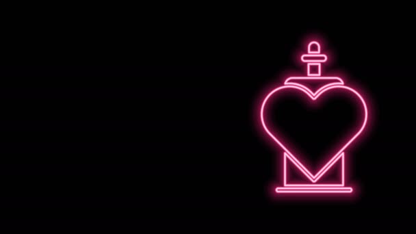 Підсвічування неонової лінії Пляшка з іконою кохання ізольованою на чорному тлі. Валентинів символ дня. 4K Відеографічна анімація — стокове відео