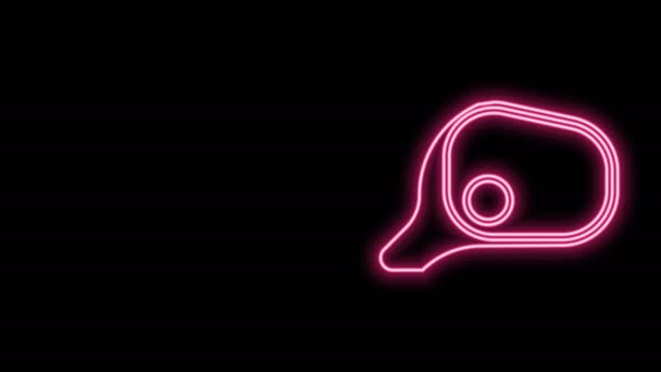 Gloeiende neon lijn Auto spiegel pictogram geïsoleerd op zwarte achtergrond. 4K Video motion grafische animatie — Stockvideo