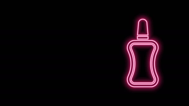 Leuchtende Neon-Linie Nagellack Flasche Symbol isoliert auf schwarzem Hintergrund. 4K Video Motion Grafik Animation — Stockvideo