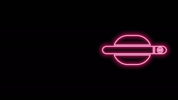 Glowing neon line Car door handle icon isolated on black background. 4K Video motion graphic animation — Stock Video