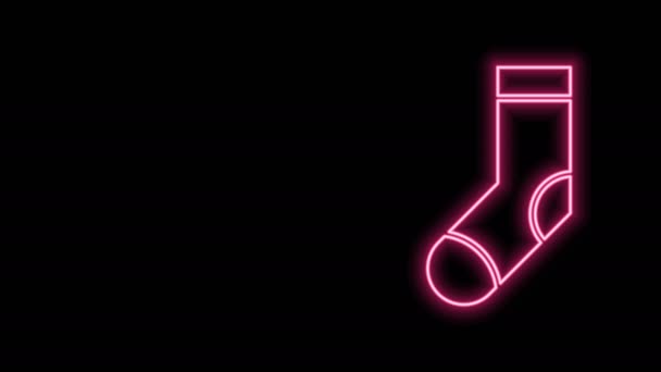 Lumineux néon ligne Chaussettes icône isolée sur fond noir. Animation graphique de mouvement vidéo 4K — Video