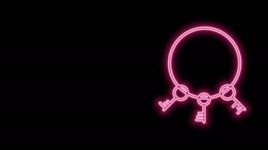 Parlayan neon hattı Eski tuşlar simgesi siyah arkaplanda izole edildi. 4K Video hareketli grafik canlandırması