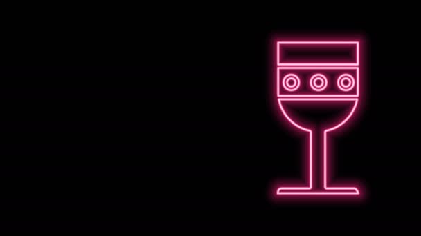 Glowing neon line Medieval goblet icon isolated on black background. 4K Video motion graphic animation — Stock Video