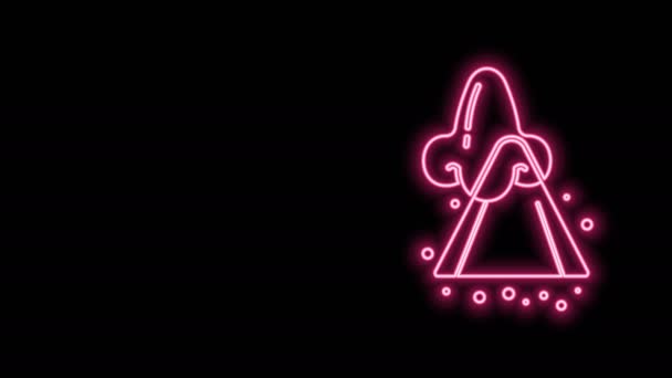 Glowing neon line Runny nose icon isolated on black background. Gejala rinitis, pengobatan. Hidung dan bersin. Penyakit hidung. Animasi grafis gerak Video 4K — Stok Video