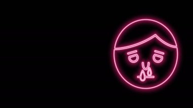 Parlak neon hattı akan burun simgesi siyah arkaplanda izole edildi. Rhinitis semptomları, tedavi. Burun ve hapşırma. Burun hastalıkları. 4K Video hareketli grafik canlandırması
