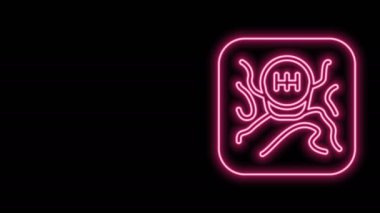 Parlayan neon çizgisi şekil değiştiren simgesi siyah arkaplanda izole edildi. İletişim simgesi. 4K Video hareketli grafik canlandırması